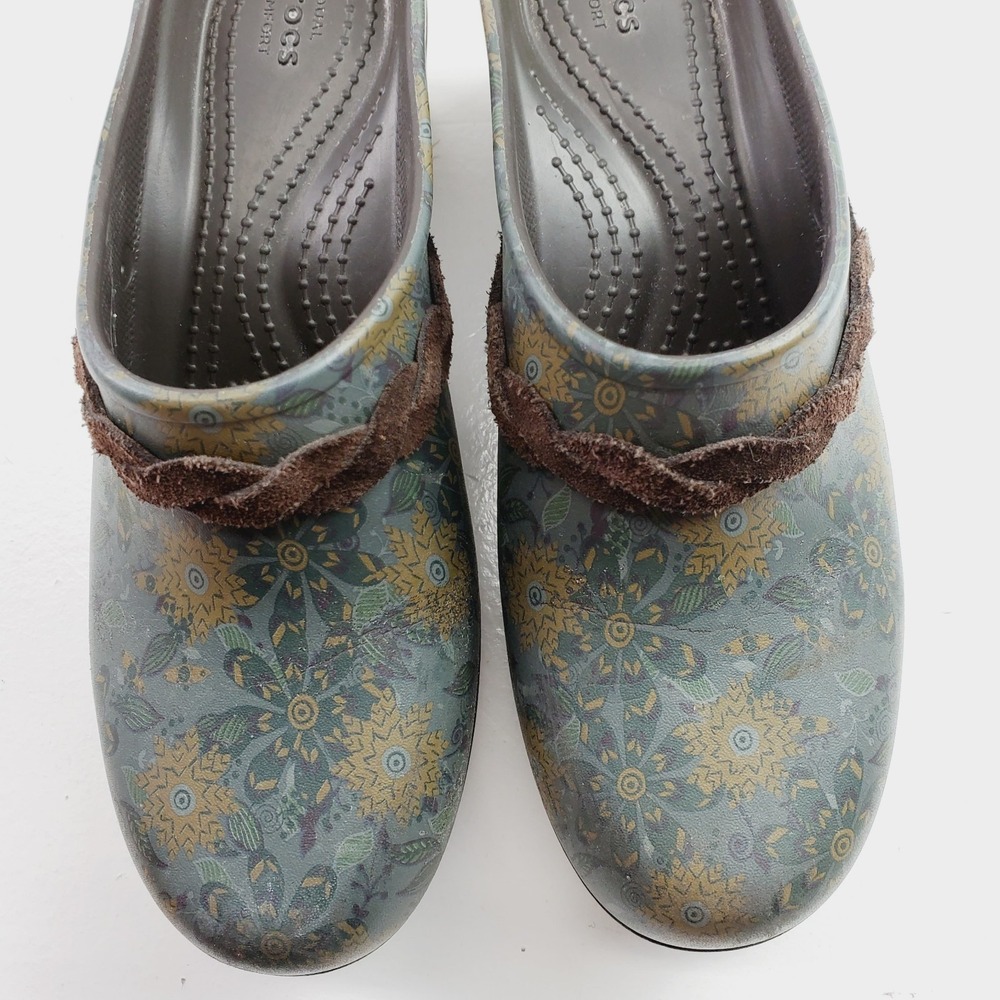 CROCS Women Sarah Crosslite Floral Dual Comfort Heel Clogs Mules  Size W7 - Picture 4 of 10